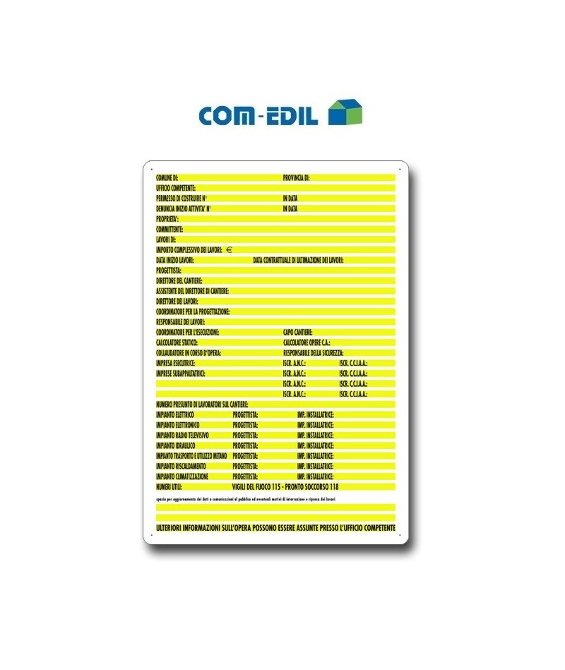 CARTELLO PER CANTIERE PER...
